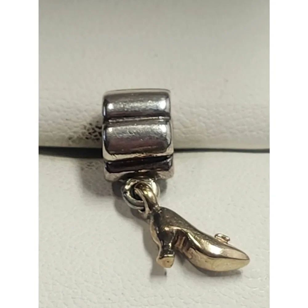 PANDORA Sterling Silver 14k Gold Dangle Stiletto High Heel Bead Charm Authentic